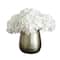 11" White Hydrangea Arrangement in Gold Metal Vase